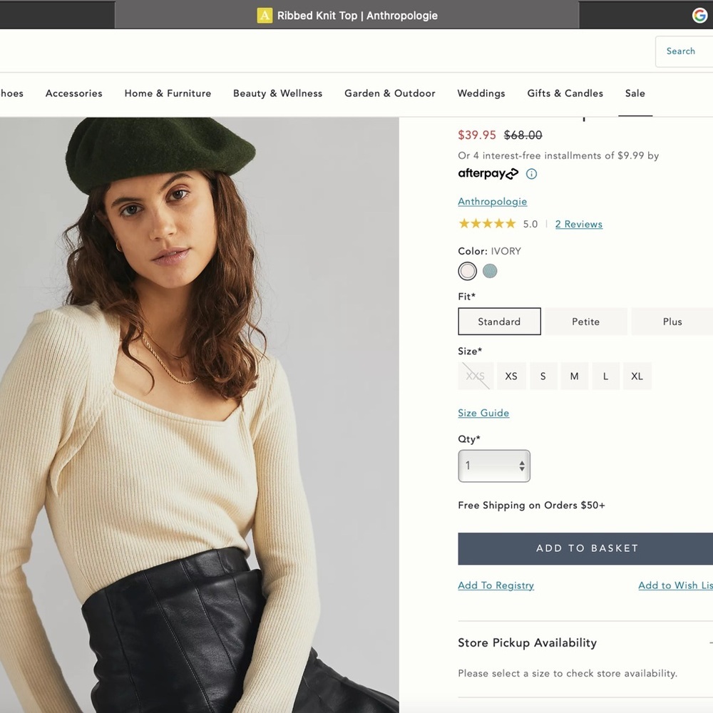 Anthropologie Women’s Ivory Ribbed Knit Top Sweater - Picture 6 of 15